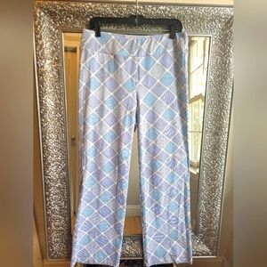 J.McLaughlin Catalina Cloth Pants Size L Blue Geometric Pull On Stretch.